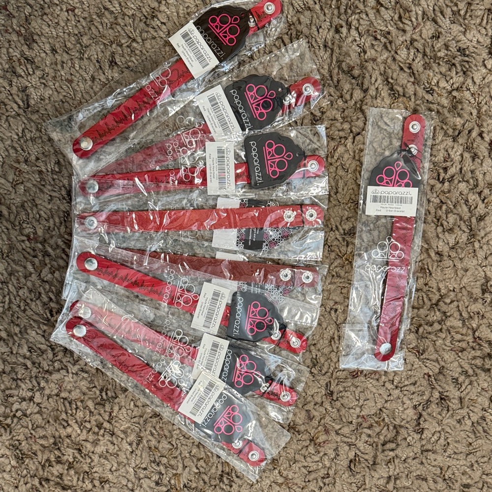 Paparazzi Haute Heaetbeat QRS Nurse Red Leather Bracelet ❤️ Qty x 9